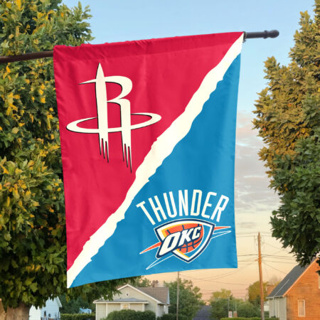 Houston vs Oklahoma City House Divided Flag, NBA House Divided Flag Houston vs Oklahoma City House Divided Flag, NBA House Divided Flag