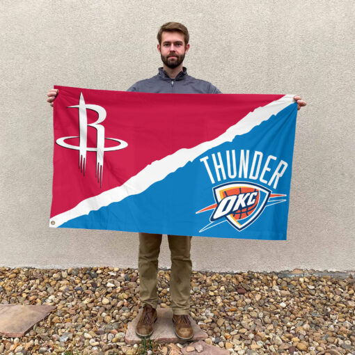 Houston vs Oklahoma City House Divided Flag, NBA House Divided Flag