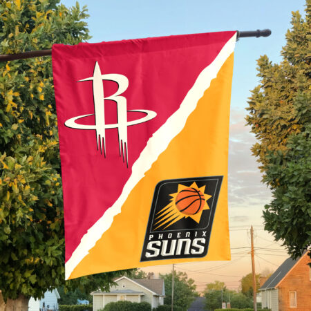 Houston vs Phoenix House Divided Flag, NBA House Divided Flag Houston vs Phoenix House Divided Flag, NBA House Divided Flag
