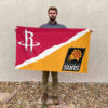 Houston vs Phoenix House Divided Flag, NBA House Divided Flag 2 Houston vs Phoenix House Divided Flag, NBA House Divided Flag
