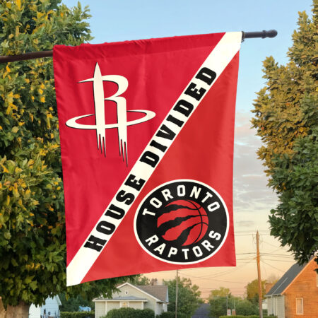Houston vs Toronto House Divided Flag, NBA House Divided Flag Houston vs Toronto House Divided Flag, NBA House Divided Flag