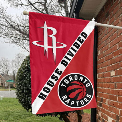 Houston vs Toronto House Divided Flag, NBA House Divided Flag Houston vs Toronto House Divided Flag, NBA House Divided Flag