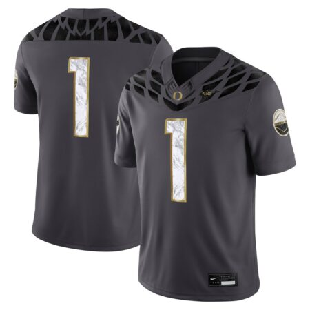 #1 Oregon Ducks Shoe Duck Game Jersey – Anthracite, Limited Replica Fan Edition