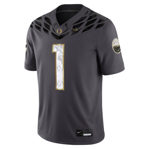 #1 Oregon Ducks Shoe Duck Game Jersey – Anthracite, Limited Replica Fan Edition