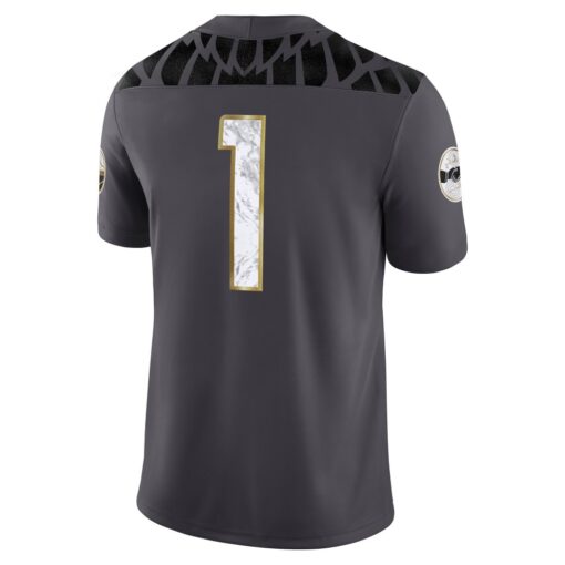 #1 Oregon Ducks Shoe Duck Game Jersey – Anthracite, Limited Replica Fan Edition
