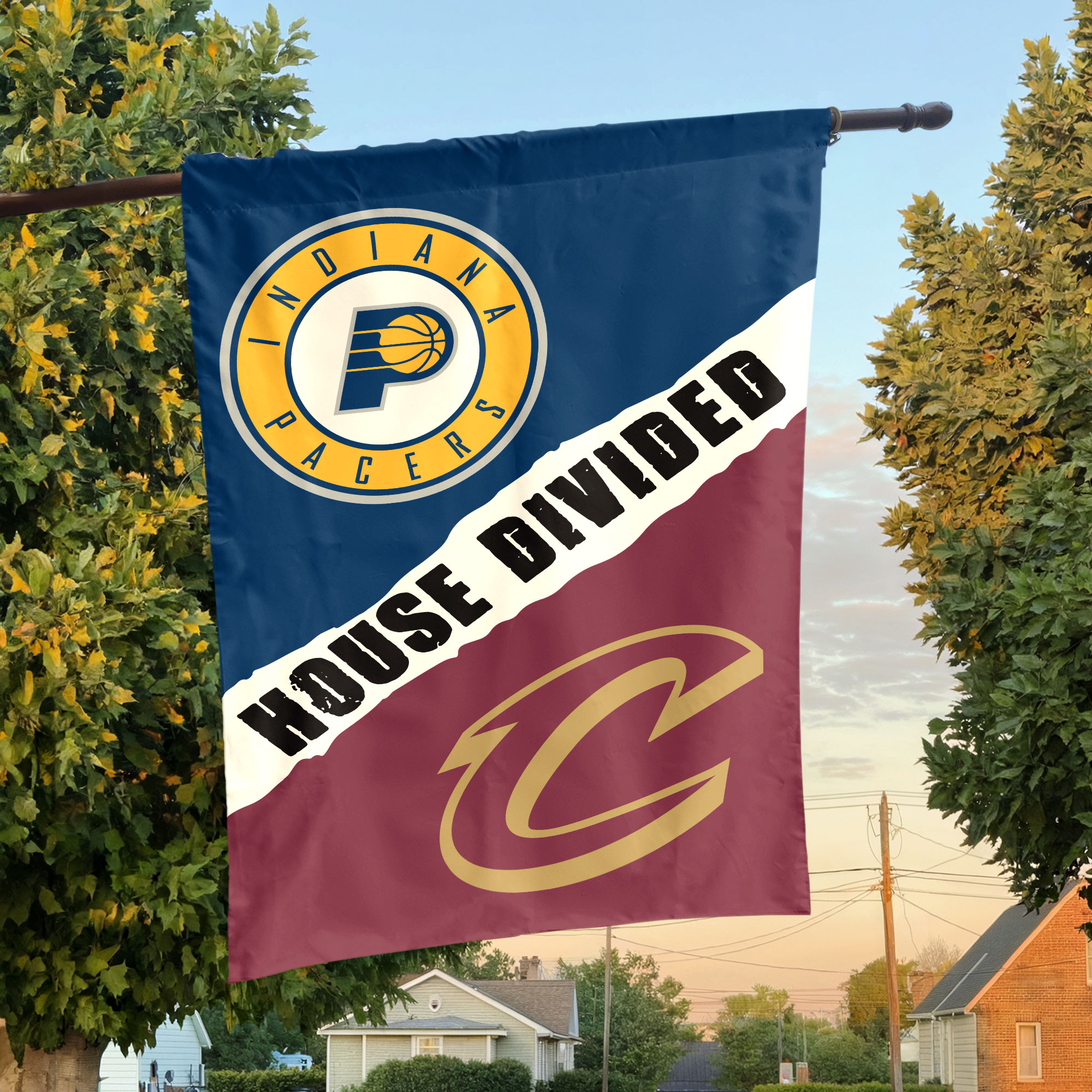Indiana vs Cleveland House Divided Flag, NBA House Divided Flag Indiana vs Cleveland House Divided Flag, NBA House Divided Flag