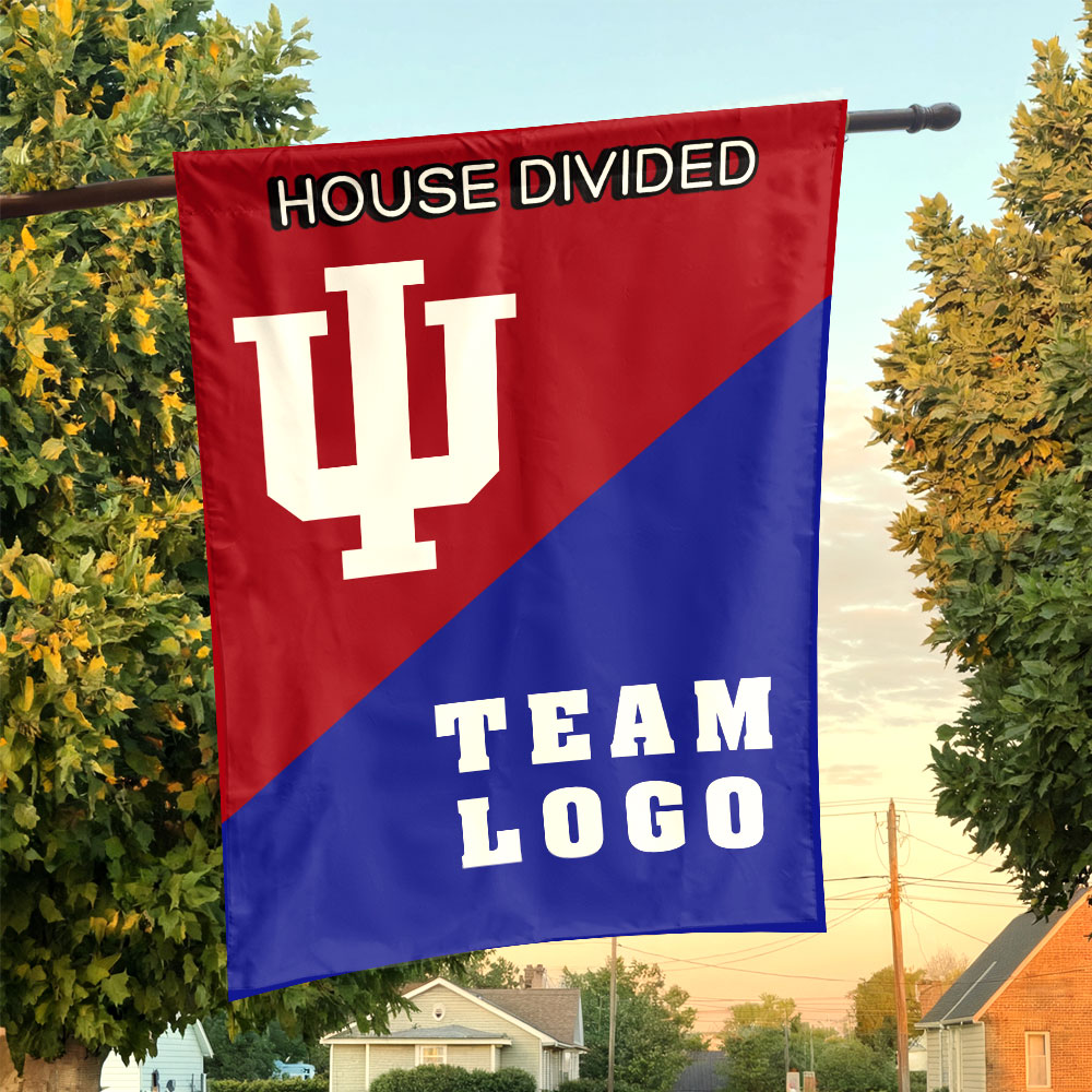 Indiana vs Custom Team House Divided Flag, College Custom Flag Indiana vs Custom Team House Divided Flag, College Custom Flag