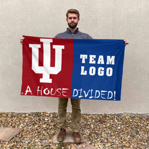 Indiana vs Custom Team House Divided Flag, Custom College Flag Indiana vs Custom Team House Divided Flag, Custom College Flag