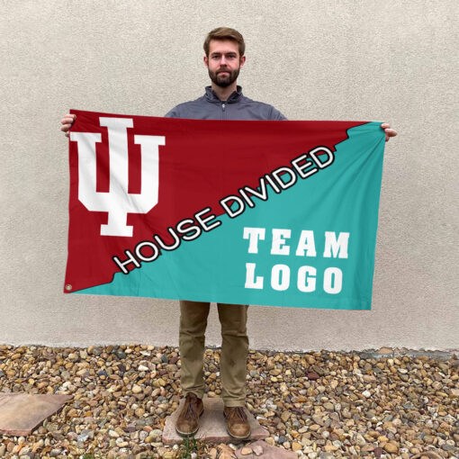 Indiana vs Custom Team House Divided Flag, Custom NCAA Flag Indiana vs Custom Team House Divided Flag, Custom NCAA Flag