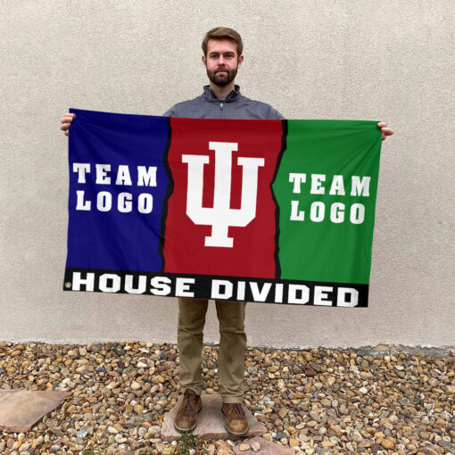 Indiana vs Custom Team House Divided Flag, Custom NCAA Split Team Flag Indiana vs Custom Team House Divided Flag, Custom NCAA Split Team Flag