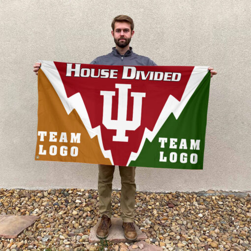 Indiana vs Custom Team House Divided Flag, Custom Rival Flag Indiana vs Custom Team House Divided Flag, Custom Rival Flag