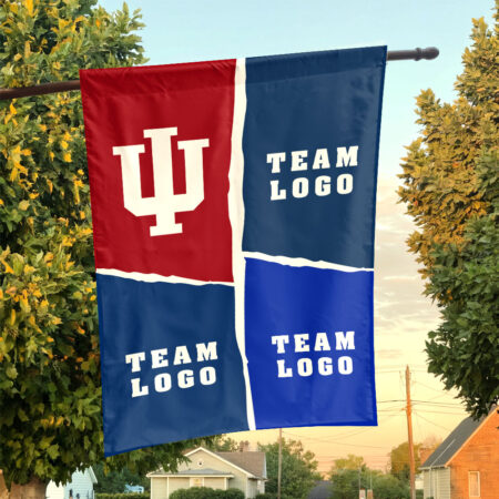 Indiana vs Custom Team House Divided Flag, Custom Rivalry Flag Indiana vs Custom Team House Divided Flag, Custom Rivalry Flag