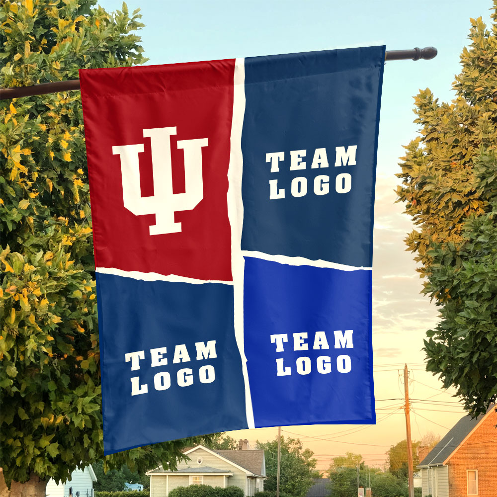 Indiana vs Custom Team House Divided Flag, Custom Rivalry Flag Indiana vs Custom Team House Divided Flag, Custom Rivalry Flag