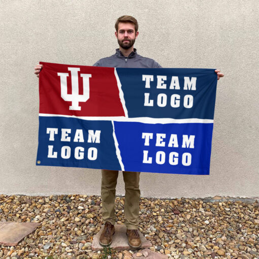 Indiana vs Custom Team House Divided Flag, Custom Rivalry Flag Indiana vs Custom Team House Divided Flag, Custom Rivalry Flag