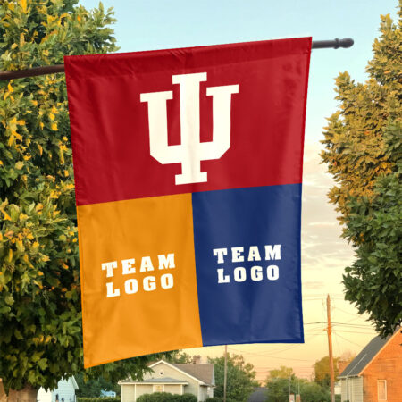 Indiana vs Custom Team House Divided Flag, NCAA College Flag Indiana vs Custom Team House Divided Flag, NCAA College Flag