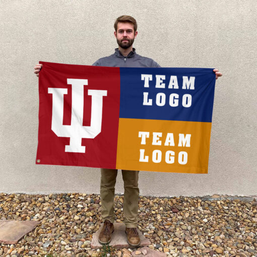 Indiana vs Custom Team House Divided Flag, NCAA College Flag Indiana vs Custom Team House Divided Flag, NCAA College Flag