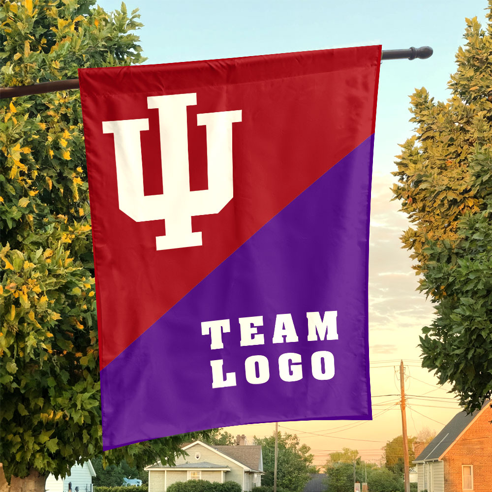 Indiana vs Custom Team House Divided Flag, NCAA College Rivalry Flag Indiana vs Custom Team House Divided Flag, NCAA College Rivalry Flag