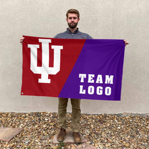 Indiana vs Custom Team House Divided Flag, NCAA College Rivalry Flag Indiana vs Custom Team House Divided Flag, NCAA College Rivalry Flag