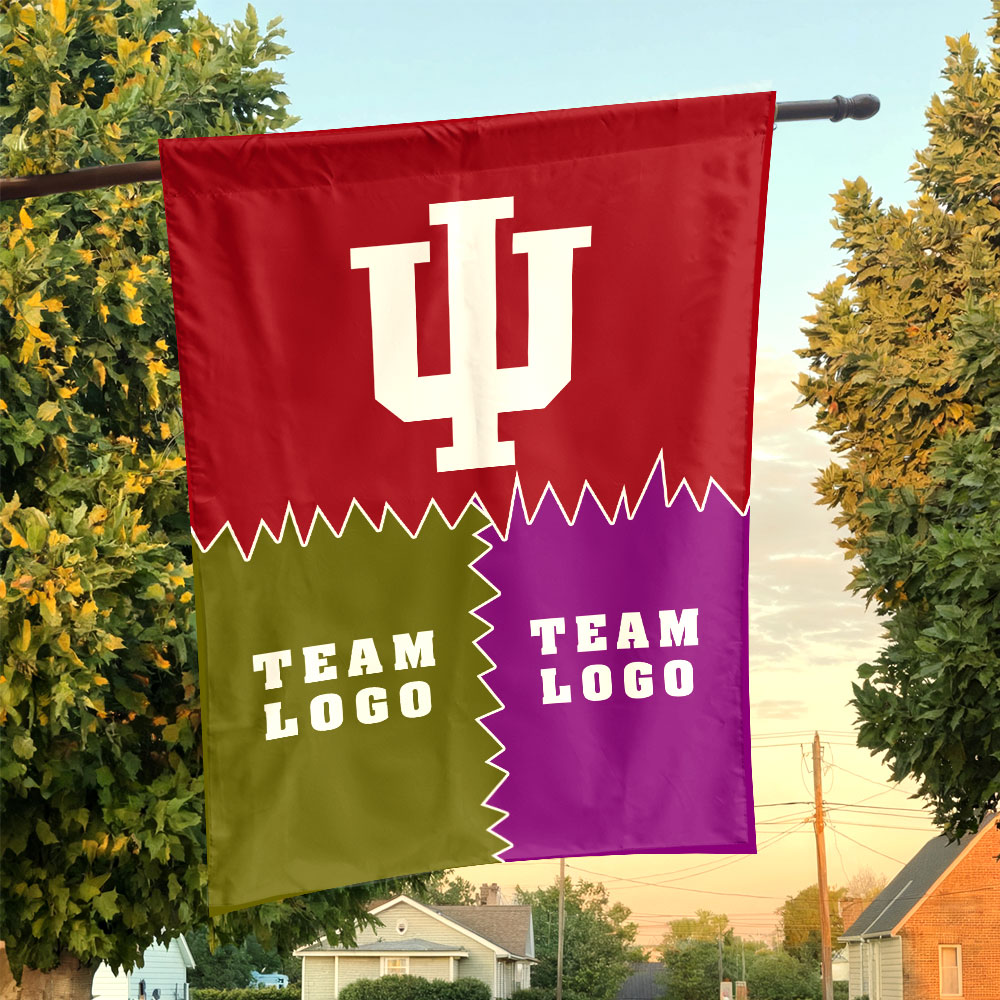 Indiana vs Custom Team House Divided Flag, NCAA Game Day Flag Indiana vs Custom Team House Divided Flag, NCAA Game Day Flag