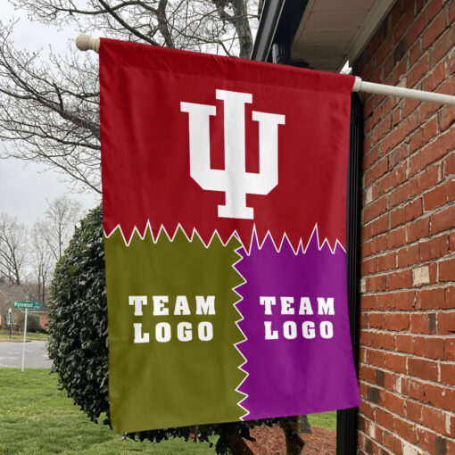 Indiana vs Custom Team House Divided Flag, NCAA Game Day Flag Indiana vs Custom Team House Divided Flag, NCAA Game Day Flag