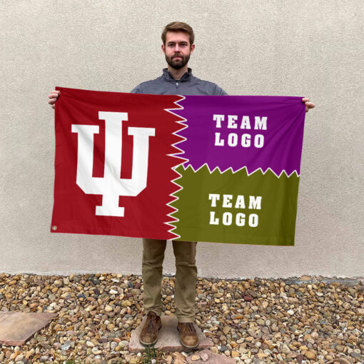 Indiana vs Custom Team House Divided Flag, NCAA Game Day Flag Indiana vs Custom Team House Divided Flag, NCAA Game Day Flag