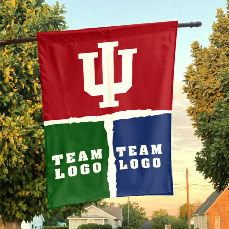Indiana vs Custom Team House Divided Flag, NCAA House Flag Indiana vs Custom Team House Divided Flag, NCAA House Flag