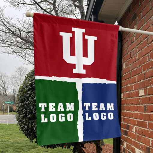 Indiana vs Custom Team House Divided Flag, NCAA House Flag Indiana vs Custom Team House Divided Flag, NCAA House Flag