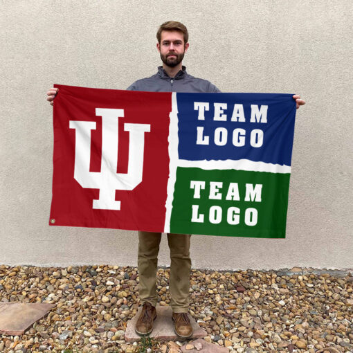 Indiana vs Custom Team House Divided Flag, NCAA House Flag Indiana vs Custom Team House Divided Flag, NCAA House Flag