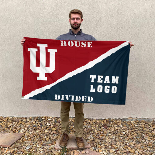Indiana vs Custom Team House Divided Flag, NCAA Spirit Flag Indiana vs Custom Team House Divided Flag, NCAA Spirit Flag