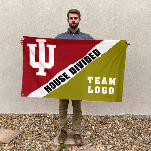 Indiana vs Custom Team House Divided Flag, NCAA Split Flag Indiana vs Custom Team House Divided Flag, NCAA Split Flag