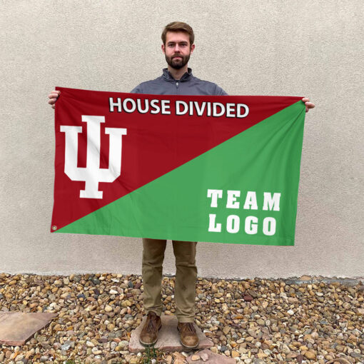 Indiana vs Custom Team House Divided Flag, NCAA Team Flag Indiana vs Custom Team House Divided Flag, NCAA Team Flag