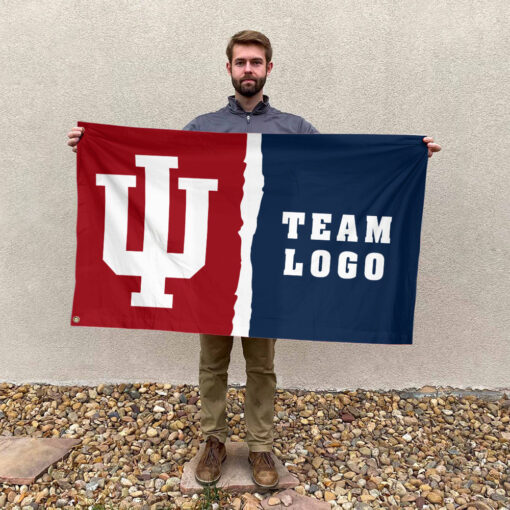Indiana vs Custom Team House Divided Flag, Personalized Game Day Flag Indiana vs Custom Team House Divided Flag, Personalized Game Day Flag
