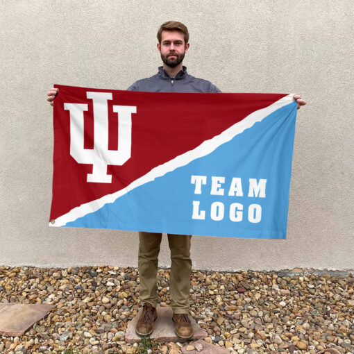 Indiana vs Custom Team House Divided Flag, Personalized NCAA Flag Indiana vs Custom Team House Divided Flag, Personalized NCAA Flag