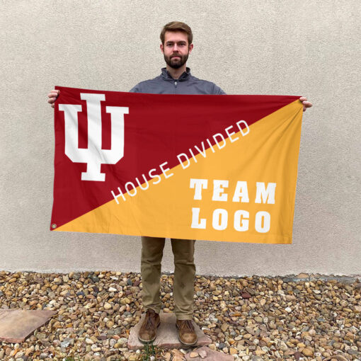 Indiana vs Custom Team House Divided Flag, Personalized Rival Flag Indiana vs Custom Team House Divided Flag, Personalized Rival Flag