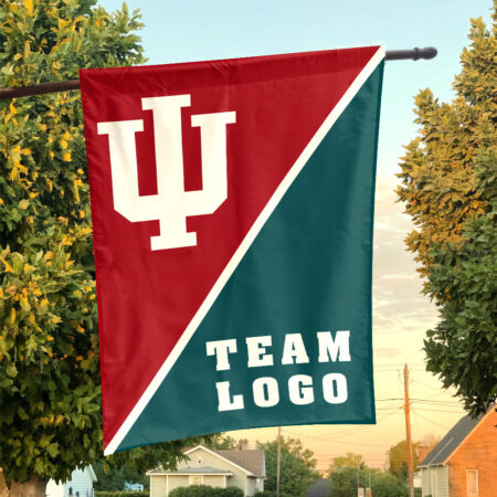 Indiana vs Custom Team House Divided Flag, Personalized Spirit Flag Indiana vs Custom Team House Divided Flag, Personalized Spirit Flag