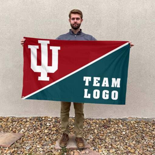 Indiana vs Custom Team House Divided Flag, Personalized Spirit Flag Indiana vs Custom Team House Divided Flag, Personalized Spirit Flag