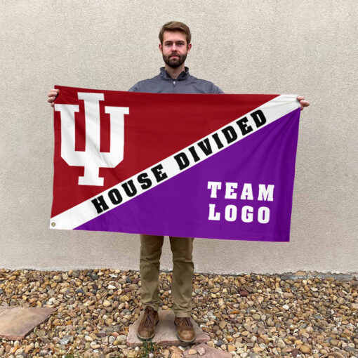 Indiana vs Custom Team House Divided Flag, Personalized Split Flag Indiana vs Custom Team House Divided Flag, Personalized Split Flag