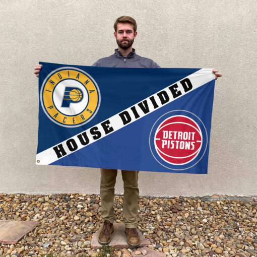 Indiana vs Detroit House Divided Flag, NBA House Divided Flag Indiana vs Detroit House Divided Flag, NBA House Divided Flag