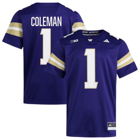 Jonah Coleman Washington Huskies Home NIL Football Player Jersey – Purple, Limited Replica Fan Edition