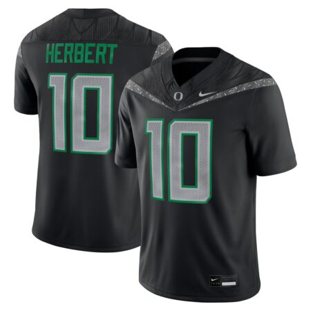 Justin Herbert Oregon Ducks Nike Alumni Game Jersey – Black, Limited Replica Fan Edition