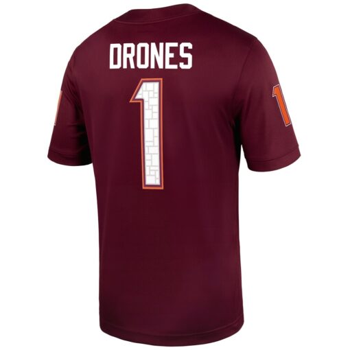 Kyron Drones Virginia Tech Hokies Nike NIL Football Game Jersey – Maroon, Limited Replica Fan Edition