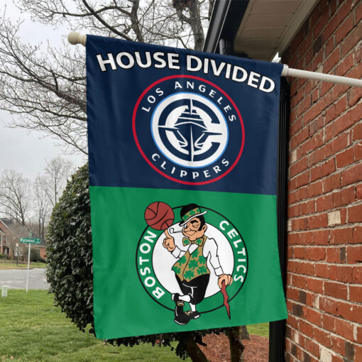 LA vs Boston House Divided Flag, NBA House Divided Flag LA vs Boston House Divided Flag, NBA House Divided Flag