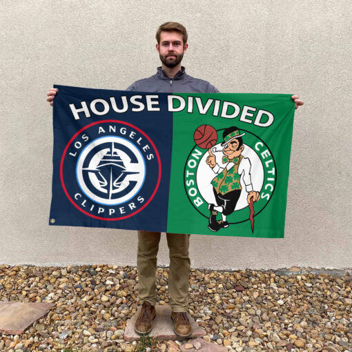 LA vs Boston House Divided Flag, NBA House Divided Flag LA vs Boston House Divided Flag, NBA House Divided Flag