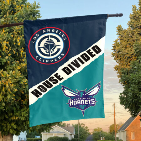 LA vs Charlotte House Divided Flag, NBA House Divided Flag LA vs Charlotte House Divided Flag, NBA House Divided Flag