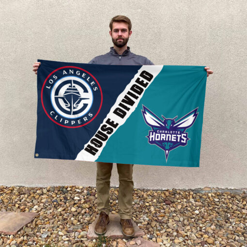LA vs Charlotte House Divided Flag, NBA House Divided Flag