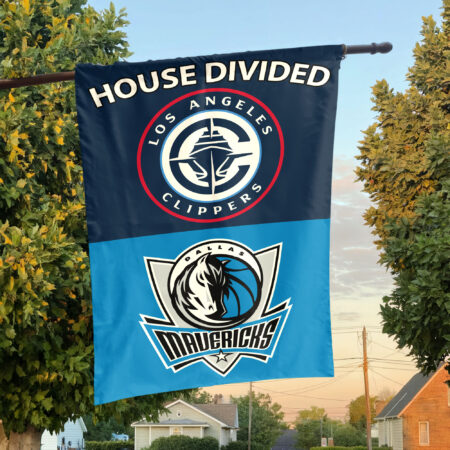 LA vs Dallas House Divided Flag, NBA House Divided Flag LA vs Dallas House Divided Flag, NBA House Divided Flag
