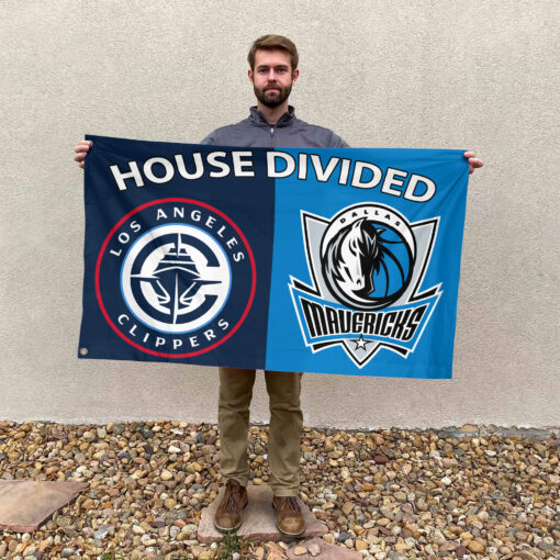 LA vs Dallas House Divided Flag, NBA House Divided Flag LA vs Dallas House Divided Flag, NBA House Divided Flag