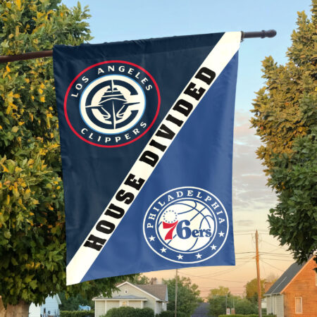 LA vs Philadelphia House Divided Flag, NBA House Divided Flag LA vs Philadelphia House Divided Flag, NBA House Divided Flag