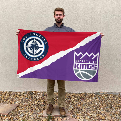 LA vs Sacramento House Divided Flag, NBA House Divided Flag LA vs Sacramento House Divided Flag, NBA House Divided Flag