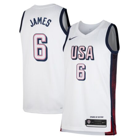 LeBron James Mensy USA Basketball Unisex 2024 Swingman Player Jersey – White, Limited Replica Fan Edition